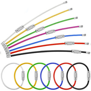 Porte-clés à vis vintage, en acier inoxydable, câble métallique