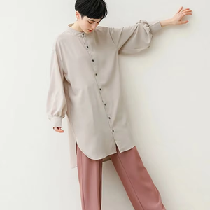 Áo kiểu Nhật Bản Xuân Thu thời trang mới chất liệu polyester dệt, dáng rộng, tay đèn, dài ngang đùi dành cho nữ, áo sơ mi kiểu casual - Product Image 6