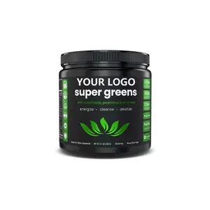 OEM Super Greens ผงสาหร่ายสไปรูลินา,สาหร่ายสไปรูลินาสารต้านอนุมูลอิสระเอนไซม์ย่อยอาหารและผสมโปรไบโอติก