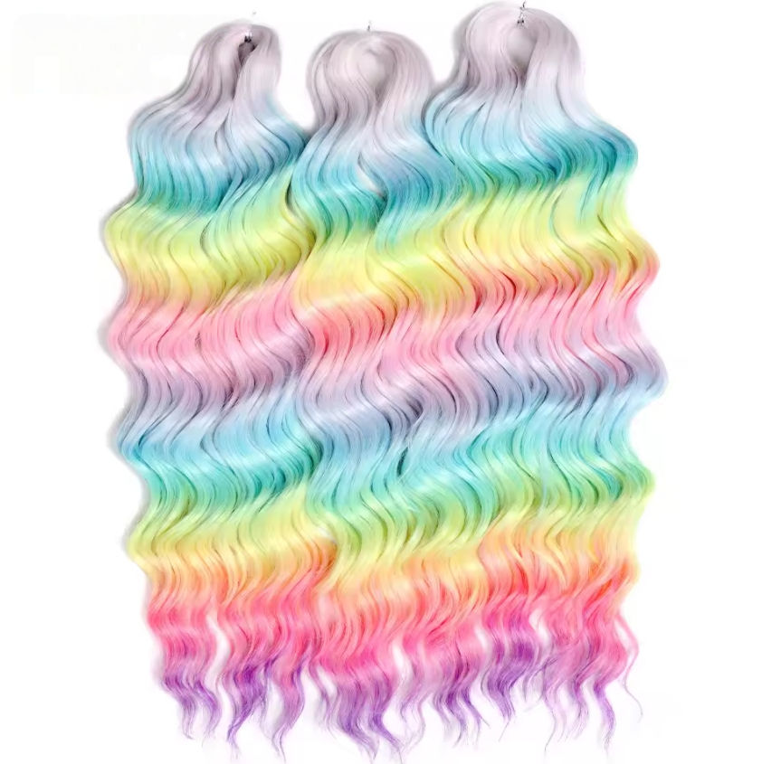 Afro Kinky Deep Twist Wave Synthetic Crotchet Braiding Hair Gogo Water Wave Anna Curl 24Inch Ombre Rainbow Color Curl Hair