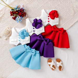 Conjunto de Verano sin Mangas para Bebés, Estilo Coreano, Top sin Mangas y Falda, Conjunto de Dos Piezas - Product Image 4