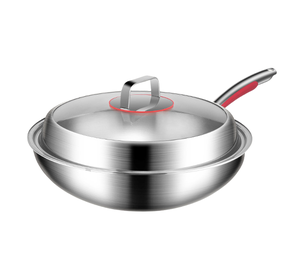 Juego de Wok antiadherente 304SS, mango de Metal resistente al calor, estufa de Gas de freidora profunda de <span class=keywords><strong>3</strong></span> capas, utensilios de cocina compatibles con tapa de vidrio templado de varios tamaños para - Product Image 3