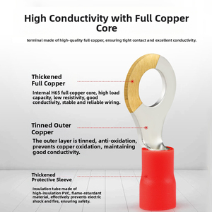 Đồng thau điện dập Vòng thiết bị đầu cuối cách điện cáp Lug dây uốn nối Spade & Vòng Spade thiết bị đầu cuối - Product Image 2