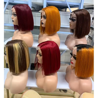 Perruques courtes en dentelle transparente entièrement frontales très bon marché, perruque de cheveux humains bouclés coupe pixie pour les femmes noires
