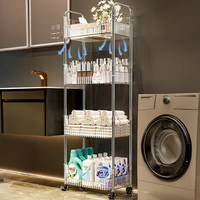 Chariot de rangement mobile multi-niveaux transparent en plastique PP, conception détachable, pour salle de bain, vente en gros