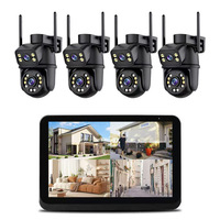 4-Kanal WLAN-Sicherheitskamera NVR-Set Kabellos Nachtsicht PTZ Zwei-Wege-Audio Innen- und Außen-CCTV-Kamerasystem ICSEE