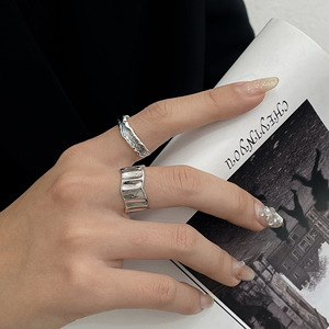 Yinruitai S925 Sterling Silver Irregular <b>Open</b> <b>Ring</b> Women Korean Style Vintage Geometric Everyday Wear Jewelry - Product Image 3