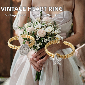Anillo Vintage de Latón Chapado en Oro de 18K con Zirconia Calada, Colgante de Corazón, Estrella de Mar y Religioso, para Uso Diario, Regalo 3 - Product Image 2