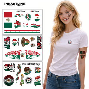Tatouages Temporaires Mexique Coupe du Monde 2026 Autocollants pour Fans Pays Hôte Art Aztec Crâne de Sucre Art Corporel Imperméable 3 Feuilles pour Supporters - Product Image 3