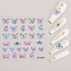 <span class=keywords><strong>Pop</strong></span> Finger – autocollants de vernis à ongles personnalisés 5D, marque de styliste, en gros, <span class=keywords><strong>papillon</strong></span> bleu et fleurs, décalcomanies d'art d'ongles, feuille d'aluminium - Product Image 2