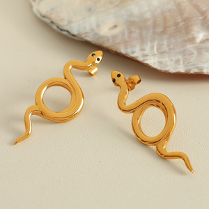Pendientes de Oro con Forma de Serpiente, Diseño del Zodiaco Animal, Joyería de Moda para Mujer - Product Image 2
