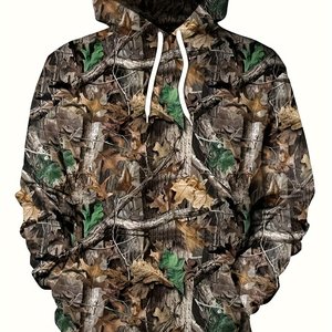Sweat à capuche camouflage brodé en 3D pour homme, grande taille, pour la pêche, le camping, la chasse, sweat à capuche décontracté pour le sport, automne - Product Image 5