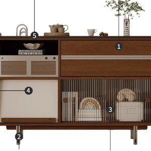 Cherry Wood <b>Sideboard</b> Storage Cabinet French Retro Style Small Apartment Wall Mounted Entryway Furniture - Product Image 4