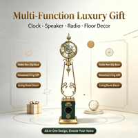 Horloge de sol vintage de luxe en métal Armens avec haut-parleur, radio FM, mouvement à quartz, multifonction, horloge à pendule, décoration d'intérieur