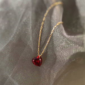 BASQUESUN fabbrica all'ingrosso custom S925 puro argento rosso cuore placcato 14K oro semplice e dolce temperamento collana - Product Image 1