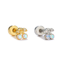 Boucles d'oreilles clous en forme de cœur et de nœud en zircon coloré plaqué or 18 carats Zuola, avec fermoir à vis, pour fille