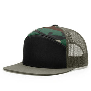 Custom 7-Panel de alto perfil Trucker Hats Logo Aceptable Flat Brim Mesh Snapback Gorra de Béisbol 2017 - Product Image 4