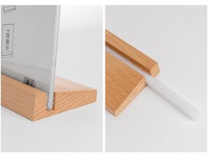 แท่นวางเมนูโลโก้แบบกำหนดเองโต๊ะอะคริลิคพร้อมฐานไม้ขาตั้งป้ายพลาสติกสำหรับคลังสินค้าและอุปกรณ์ซูเปอร์มาร์เก็ต - Product Image 4