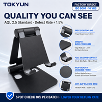 Support de téléphone pliable double réglable Support flexible en alliage d'aluminium de qualité aéronautique Support de bureau mobile portable populaire