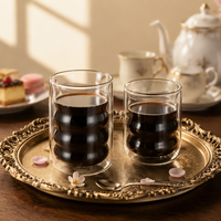 Tasse à café en verre à double paroi en spirale, en borosilicate haute résistance, avec logo personnalisé, vente en gros