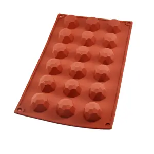 Moldes de silicona antiadherentes para pudín, libre de BPA, 18 cavidades, formas de gemas, diamante, Chocolate