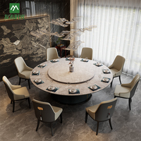 Table à manger électrique contemporaine pour salle de banquet VIP d'hôtel, design contemporain, plateau en pierre/marbre, structure en bois, durable et écologique