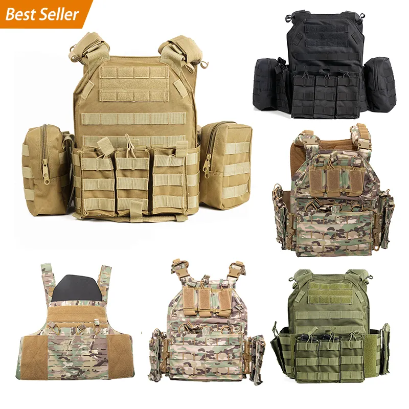 Jinteng Chaleco Tactico Heavy Duty Plate Carrier Combat gilet tattico protettivo in Nylon leggero regolabile con sistema Molle