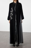 Mode personnalisée de Dubaï pour femmes Abaya ouverte avec broderie de paillettes et de fleurs perlées pour femmes musulmanes robe musulmane modeste et ample