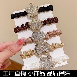 Élastique à cheveux en tissu style coréen avec strass, sans couture, pour femmes, usage quotidien - Product Image 5