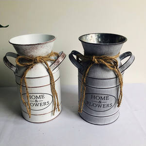 Boîte à lait <span class=keywords><strong>en</strong></span> fer galvanisé étanche seau <span class=keywords><strong>en</strong></span> étain <span class=keywords><strong>vase</strong></span> à fleurs de jardin décoration de salon maison - Product Image 2