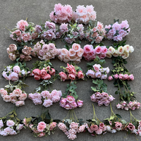 Fleurs décoratives de haute qualité pour mariage, série Rose, orchidée artificielle, fleur de cerisier, pivoine