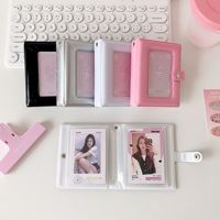 WAALUU Album Foto Perekat PVC Satu Grid dengan Kancing Jepret Bentuk Bintang, Tempat Kartu Penggemar untuk Penyimpanan, untuk Anak Perempuan