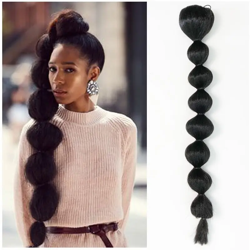 Synthetic Lantern Bubble Ponytail Clip in Horse tail Hair Extensions Heat Resistant