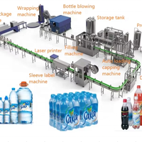 Ligne de production automatique d'eau minérale à petite échelle Volume de remplissage de 500ml Système complet d'embouteillage en verre plastique Moteur central PLC