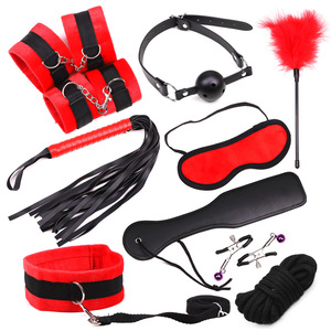 Set erótico SM de 10 piezas con cinta y material de felpa ligera, juguetes alternativos y de coqueteo para parejas adultas, venta al por mayor de artículos sexuales - Product Image 1