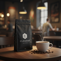 Sac d'emballage en plastique noir mat de qualité alimentaire à fond plat avec pochette zippée pour grains de café, sac de 250g
