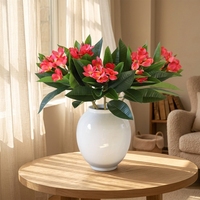 Bunga Plumeria Frangipani Buatan Tangan Premium Sentuhan Asli Eropa Tangkai Panjang 62cm Laris Manis untuk Dekorasi Rumah dan Pernikahan