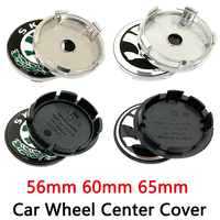 56mm 60mm 65mm Noir Vert ABS pour enjoliveurs de roue de voiture Skoda Octavia Superb Fabia Yeti A5 A7 Rapid Roomster Logo