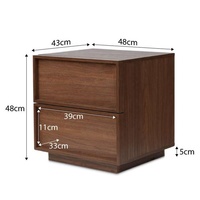 Table de chevet en noyer, table d'appoint, meuble de chambre à coucher, table de chevet en bois avec 2 tiroirs