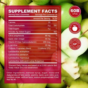 Natural ACV suplemento gomoso suplemento vegetariano para mujeres y hombres no GMO <span class=keywords><strong>B12</strong></span> multivitamínico Vinagre de sidra de manzana gomitas - Product Image 3