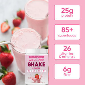 Bouteille <span class=keywords><strong>shaker</strong></span> étiquette personnalisée superaliments à base de plantes nutriments remplacement de repas fraise protéine shake en poudre - Product Image 3
