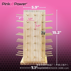 Soporte de madera para bobinas de hilo Pink Power, giratorio 360 grados, organizador de hilo para costura - Product Image 5