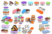 Herbruikbare metalen lunchboxen met lekvrije siliconen deksels, duurzame voedselcontainers voor maaltijdvoorbereiding, fruit, snacks, salade