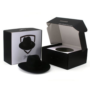Custom Luxury Black Brown Fedora Hat Shipping Box Mailer Cardboard Boxes For Packing Packaging Gift Boxes