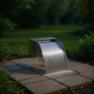 Fuente de Cascada de Acero Inoxidable 304, 11.8x13.4x5.5, Diseño Minimalista para Exteriores, Acabado Plateado Duradero - Product Image 2