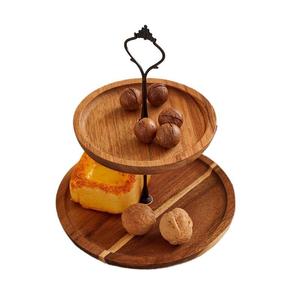 Plateau à fruits en bois double couche avec support pour servir des collations à la maison - Product Image 5