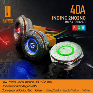 Lanboo 40 mét phẳng nhôm chuyển đổi không thấm nước tạm thời chuông cửa chuông Horn <span class=keywords><strong>push</strong></span> button 24V động cơ bắt đầu thép không gỉ - Product Image 5