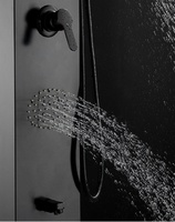 Panneau de douche noir mat SUS304 mural, ensemble complet de douche à effet pluie