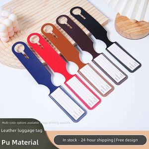 Étiquette de bagage anti-perte en cuir PU épaissi avec logo personnalisé, style frais et élégant, avec longue bande de suspension et papier de signature intérieur - Product Image 3