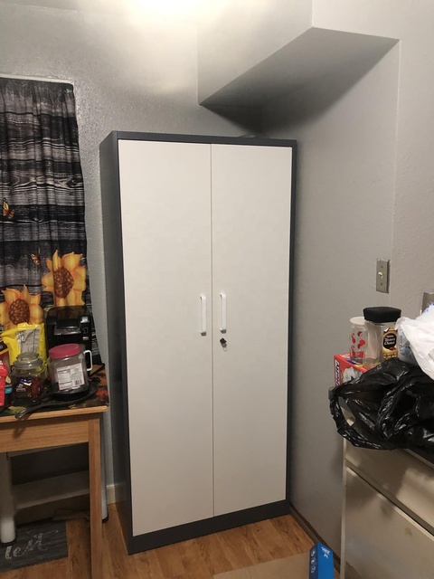 Tall 72 Inch Tool Steel Locking Cabinet Black Pantry with Doors and 4 Shelves for Home Office Classroom Garage Storage Systems